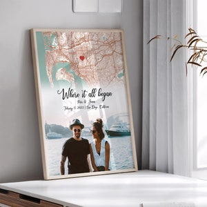 Erstes Datum Karte personalisierte Jahrestagsgeschenk, wo alles begann Verlobungskarte Druck Verlobungsgeschenk, benutzerdefinierte Karte Hochzeitstag Geschenk