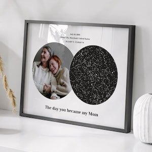 The Day You Became My Mom Star Map Personalized Mother's Day Gift From Daughter, Custom Star Map Unique Mother's Day Gift, Bonus Mom Gift