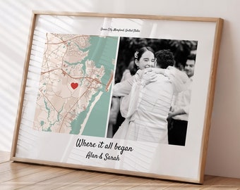 First Date Map Personalized Relationship Gift For Him Or Her, Where We Met Custom Map Print 1 Year Anniversary Gift, Unique Couples Gift