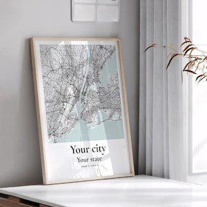 Custom City Map Print - Any City Personalized City Map Wall Art, Custom Hometown Map Any City Map Poster, Framed/unframed Custom City Prints