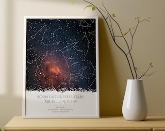 On The Day You Were Born Print- Birthday Star Map- Night Sky Birth Date Print Dad Birthday Gift- Mother birthday Gift- First birthday gift