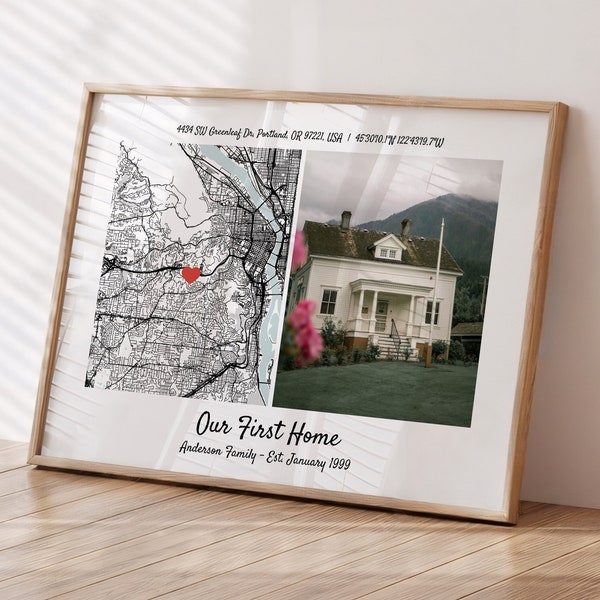 First New Home Gift Custom Home Map With Photo, Our First Home Map Housewarming Gift, First Home Print New Home Gift, Housewarming Poster