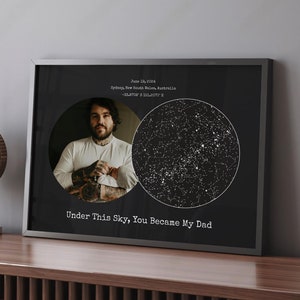 Carte du jour où vous êtes devenu mon père Nouveau papa Premier cadeau fête des pères de la part de ma femme Carte du ciel nocturne Premier cadeau pour papa des enfants, cadeau papa fille