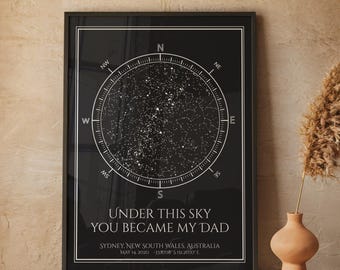 The Night You Became My Dad Star Map – Personalized First Father’s Day Gift from Wife, Star Map by Date, Unique Gift for New Dads