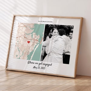 Cadeau de fiançailles pour couple - Impression carte de fiançailles, cadeau de mariage personnalisé, cadre de fiançailles pour la mariée, cadeau pour les nouveaux fiancés