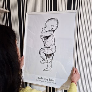 Personalisiertes Baby-Geburtsposter - Neugeborenen-Illustration im Maßstab 1:1 Kinderzimmer-Wandkunst-Geburtsgeschenk - Perfektes neues Eltern- und Babypartygeschenk