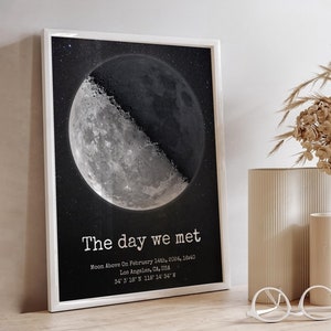 Stampa personalizzata della fase lunare Regalo per il primo anniversario - Moon The Night We Met Regalo unico per lui, stampa della fase lunare per data Regalo personalizzato per coppie