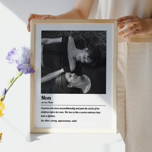 Impressão personalizada para o Dia das Mães, presente para mãe e filha - Impressão com definição de mãe, primeiro presente para o Dia das Mães, melhor mãe de todos os tempos, presente com foto personalizada para mãe