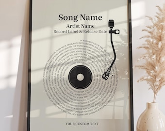 Any Song Custom Lyrics Print – Music Lover Gift, Favorite Song Vinyl Lyrics Wall Art, Our Song Newlywed Gift, Couple Anniversary Gift