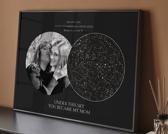 Custom Star Map Unique Mother's Day Gift From Daughter, The Day You Became My Mom Night Sky Print Personalized Mother's Day Gift From Son