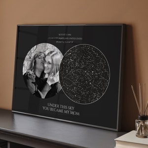 Mappa stellare personalizzata, regalo unico per la festa della mamma da parte di mia figlia, il giorno in cui sei diventata mia madre, stampa del cielo notturno, regalo personalizzato per la festa della mamma da parte di mio figlio