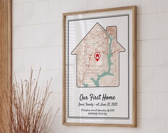 Custom Map Print Housewarming Gift First Home, Our First Home Map Print First Home Gift, Personalized Map New Homeowner Gift From Realtor