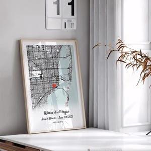 Custom Where It All Began Map: Personalized First Date Location Map Print Framed/Unframed
