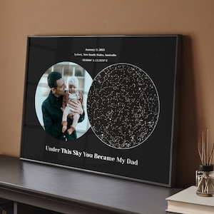 Gepersonaliseerde eerste vaderdagcadeau van vrouw - sterrenkaart afdrukken op datum Afdruk vaderdagcadeau van baby, nachtelijke hemel op datum afdrukken cadeau nieuwe vader