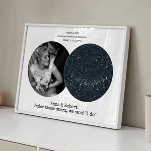 Carte du ciel personnalisée Le jour où nous l'avons dit - Cadeau unique d'anniversaire de mariage, carte du ciel nocturne, cadeau de jeunes mariés pour des amis, cadeau d'anniversaire de parents