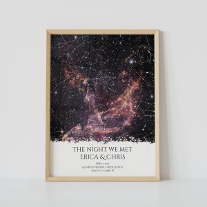 Benutzerdefinierte Sternenkarte nach Datum Jahrestag Geschenk - Die Nacht, in der wir Konstellation Art Print - Erstes Datum Nachthimmel Druck Einzigartiges Romantisches Geschenk