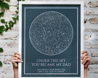 The Night You Became My Dad Star Map Fathers Day Gift From Daughter First Father&#39;s Day Night Sky Print Bonus Dad Gift, Grandfather Gift