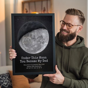 Impressão personalizada de fases da lua, presente de Natal para pai e filha, pôster personalizado de fases da lua por data, presente para pai e filha, presentes exclusivos para pai