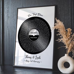 Our First Dance Song - Custom Vinyl Lyrics Print Wedding Anniversary Gift, Wedding Song Lyrics Wall Art Newlywed Christmas Gift