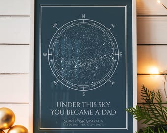 The Day You Became My Dad Star Map, Dad Christmas Gift, Night Sky Print Father Daughter Gift, First Time Dad Gift, New Dad Birthday Gift
