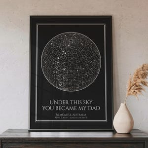 Mappa stellare del giorno in cui sei diventato mio padre - Regalo per la festa del papà da parte della moglie, stampa del cielo notturno, regalo padre-figlia, primo regalo personalizzato per la festa del papà