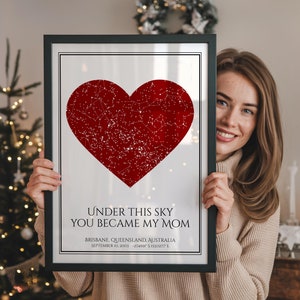 Cadeau de Noël personnalisé pour maman carte des étoiles, carte constellation cadeau mère fille, carte des étoiles personnalisée cadeau unique pour la première fois maman