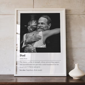 Impressão personalizada com definição de pai, presente de Dia dos Pais da filha, primeiro presente de Dia dos Pais para o novo pai da esposa, presente de foto exclusivo para o pai bônus