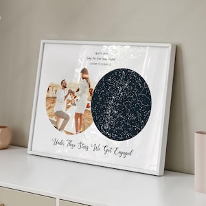 Regalo di fidanzamento personalizzato per amici - Mappa stellare per data, regalo di fidanzamento per coppie, stampa della mappa stellare per il fidanzamento, regalo di nozze personalizzato