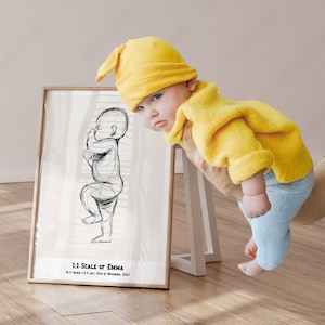Benutzerdefinierte Geburt Poster - Baby Weihnachtsgeschenk, Neugeborene Illustration im Maßstab 1: 1 Neugeborene Geschenk, Babyzimmer Dekor neue Mutter Geschenk, Kinderzimmer Dekor