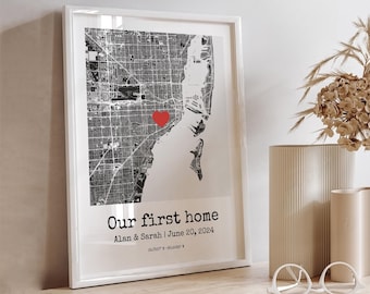 Our First Home Map Personalized Housewarming Gift | First Home Gift For Couple | Custom Map Print New Home Gift For Couple New House Gift