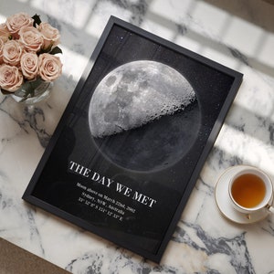 Stampa personalizzata della fase lunare Regalo di San Valentino - La notte in cui ci siamo incontrati Regalo di anniversario Fase lunare per data Regalo unico di San Valentino per lei
