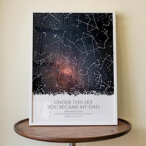 Der Tag, an dem du mein Vater wurdest Vatertagsgeschenk von Tochter Nachthimmel Druck Erstes Vatertagsgeschenk von Frau Personalisiertes neues Vatergeschenk