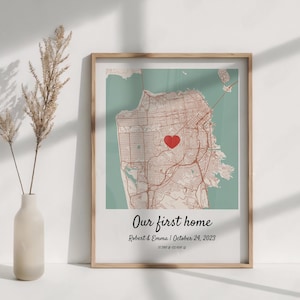 Personalisierte erste Hauskarte Einweihungsgeschenk Erstes Haus, unser erster Hausdruck Erstes Hausgeschenk für Paar, benutzerdefinierte Karte Druck neues Hausgeschenk
