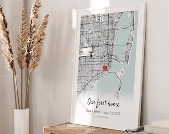 Mapa personalizado da nossa primeira casa, presente para quem acabou de comprar um imóvel, impressão do mapa da nossa primeira casa, presente para casa nova, impressão de mapa personalizada, presente de boas-vindas, presente do corretor de imóveis