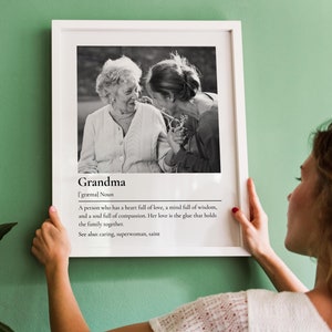 Stampa personalizzata con la definizione di nonna, regalo di Natale per la nonna dai nipoti - Poster con la definizione di nonna con foto personalizzata, regalo per bisnonna