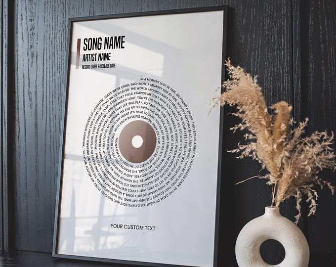 Custom Song Lyrics Print – Wedding Song Art, Personalized Anniversary Gift for Husband or Wife, Couples Gift, Our Song Vinyl Poster