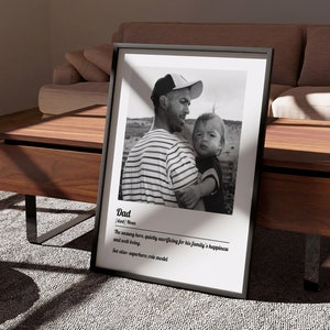 Poster con la definizione di padre, regalo di Natale per papà, stampa con la definizione di padre, regalo per neopapà, regalo con foto personalizzata, regalo per il primo papà, regalo bonus per papà