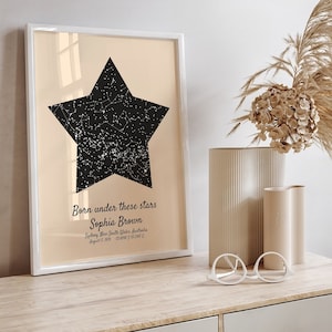 Carte du monde imprimée le jour de votre naissance, cadeau d'anniversaire unique, carte du ciel personnalisée le jour de votre naissance, cadeau de premier anniversaire, ciel nocturne à la naissance