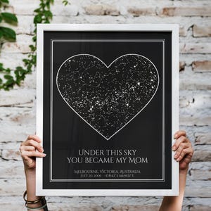 Mapa estelar personalizado: La noche en que te convertiste en mi mamá. Impresión del cielo nocturno. Un regalo especial para el Día de la Madre de mi hija. Un primer Día de la Madre único.