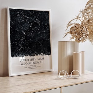 Regalo di fidanzamento per gli amici - Mappa stellare personalizzata per data Regalo di fidanzamento per coppia, Regalo di nozze personalizzato, Cornice di fidanzamento Regalo pre-matrimonio
