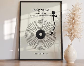 Any Song Custom Lyrics Print – Music Lover Gift, Favorite Song Vinyl Lyrics Wall Art, Our Song Newlywed Gift, Couple Anniversary Gift