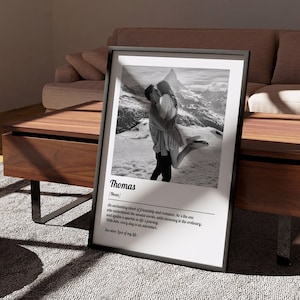 Póster de definición de novio, regalo único para hombres: impresión de definición personalizada con foto, regalo de Navidad personalizado para novio o esposo.