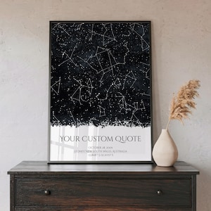 Mapa estelar personalizado por fecha / Impresión personalizada del cielo nocturno para cumpleaños, aniversarios, compromisos, bodas y momentos especiales