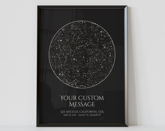 Star Map Personalized Print- Framed/Unframed Map of the Night Sky By Date And Location, The night we met Anniversary Constellation Print