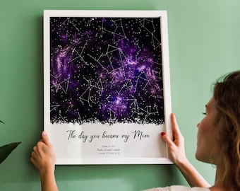 The Day You Became My Mom Star Map: Mother's Day Gift From Daughter, New Mom First Mother's Day Gift