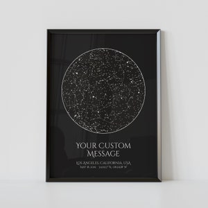 Star Map Personalized Print Framed/Unframed Map of the Night Sky By Date And Location, The night we met Anniversary Constellation Print image 1