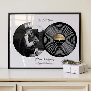 Tryck av vår bröllopssångtext, alla hjärtans dag-present till make eller fru, väggkonst för vår första danssångtext, bröllopsdagsfotopresent