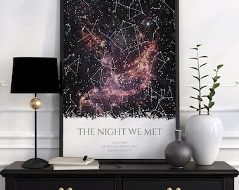 Stars The Night We Met Custom Star Map Print - Unique Christmas Gift, Star Map By Date Anniversary Gift, Night Sky Print Personalised Gift