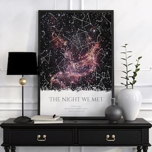 Stars The Night We Met Custom Star Map Print - Unique Christmas Gift, Star Map By Date Anniversary Gift, Night Sky Print Personalised Gift