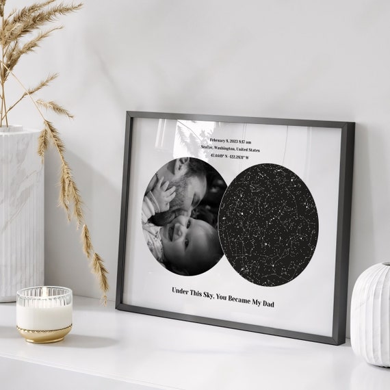 The Day You Became My Dad Custom Star Map - First Time Dad Christmas Gift, Night Sky By Date Print New Dad Birthday Gift